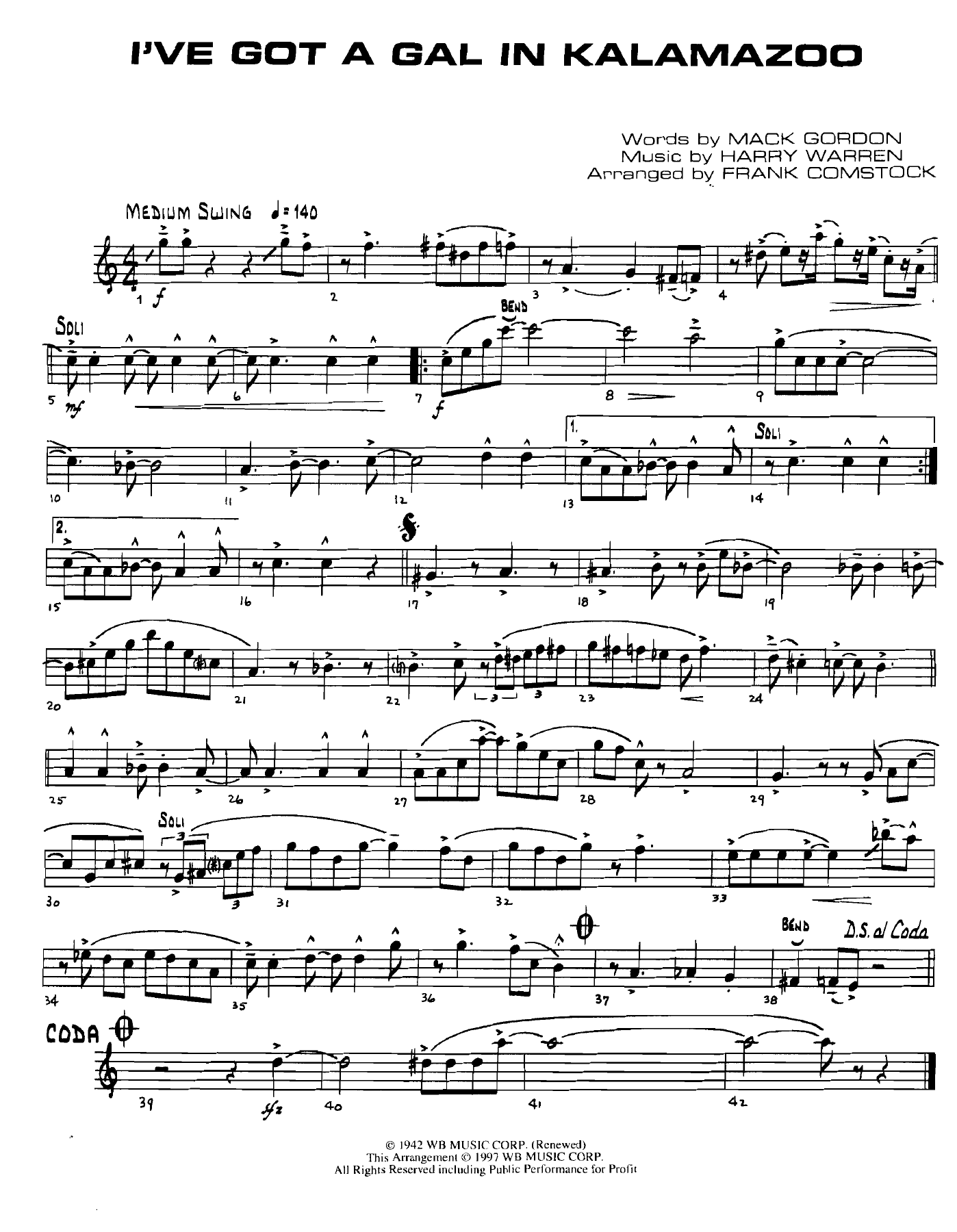 I've Got A Gal In Kalamazoo — Big Band sheet music arranged by F.Comstock | Jazz Standard