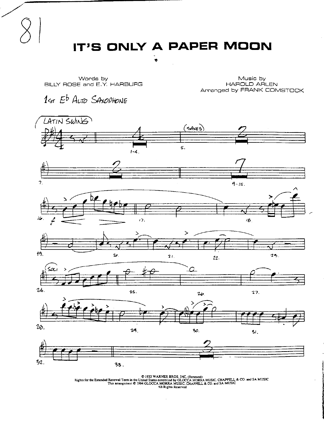 It's Only A Paper Moon — sheet music cover (first page)