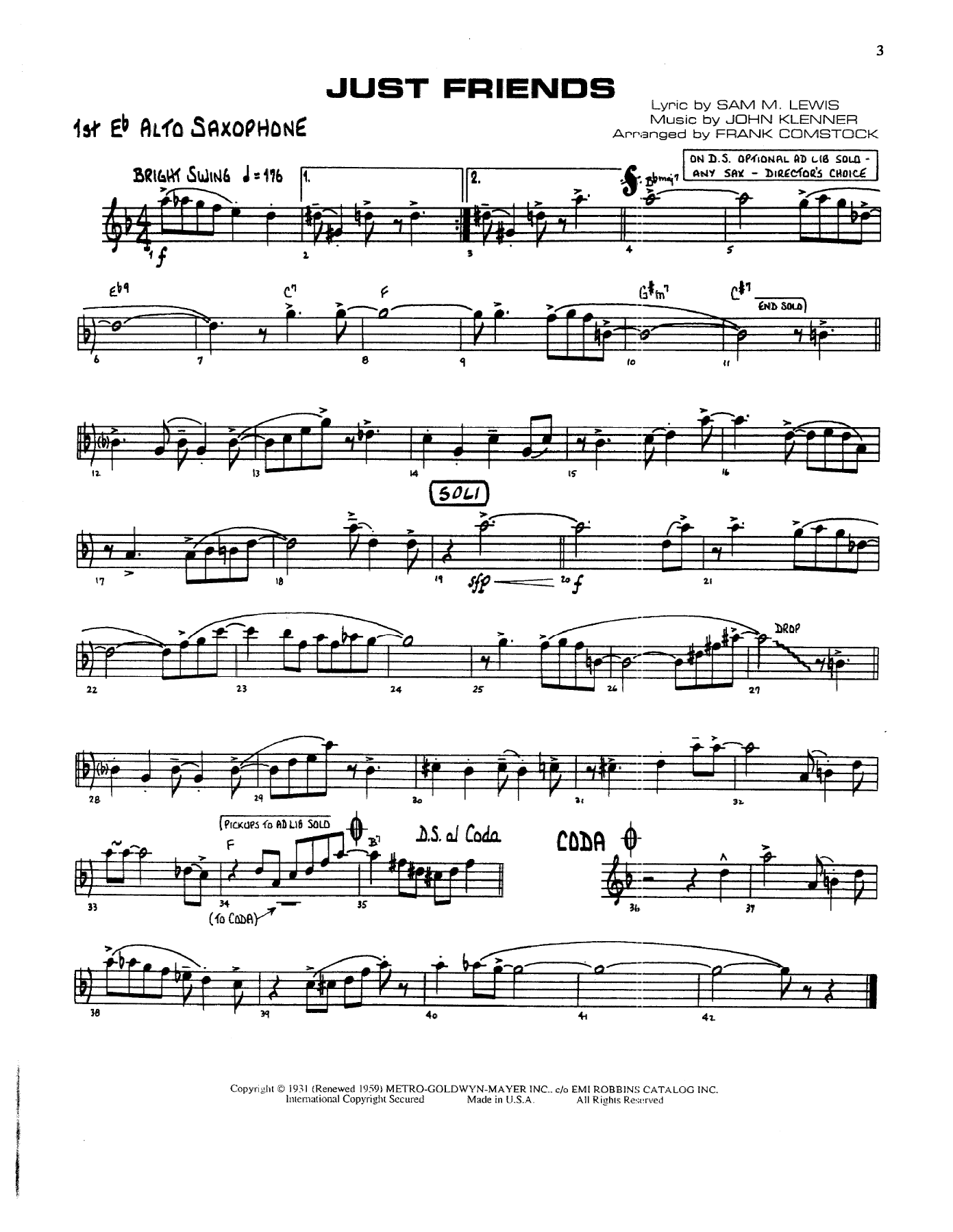 Just Friends — sheet music cover (first page)