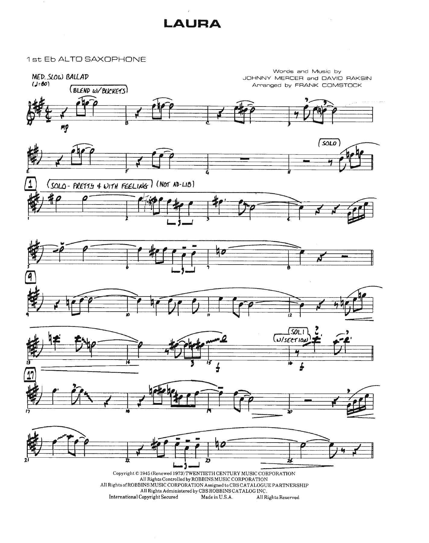 Laura — sheet music cover (first page)