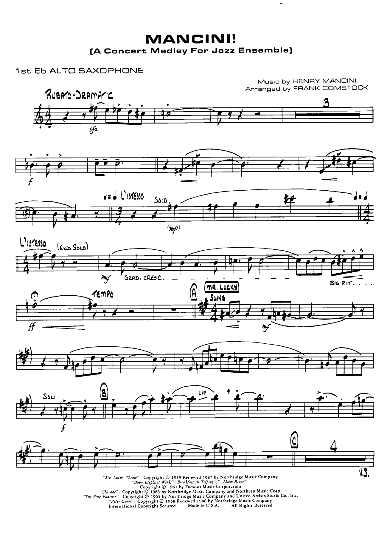 Mancini — sheet music cover (first page)