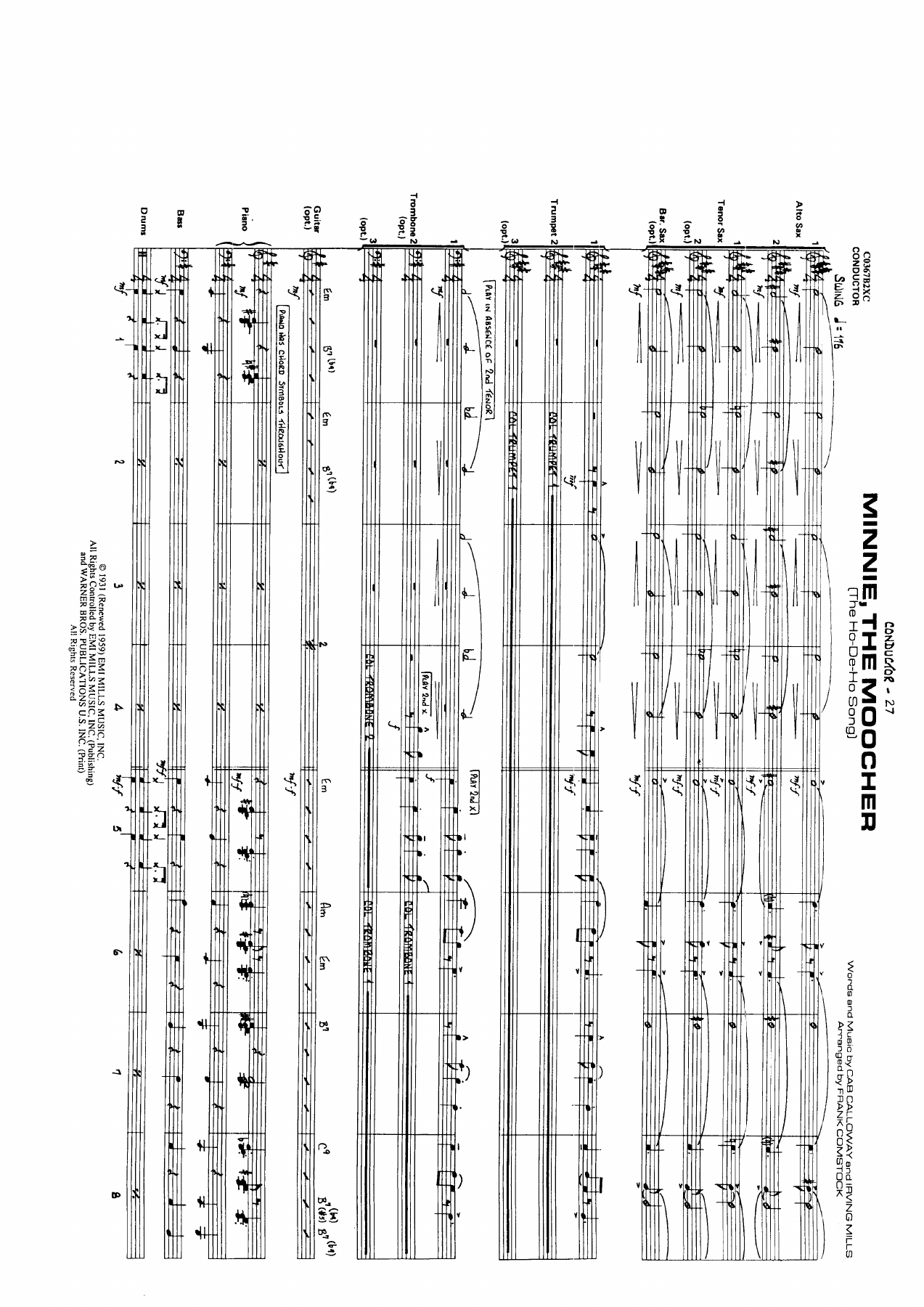 Minnie The Moocher — Big Band sheet music by F.Comstock | Jazz Standard