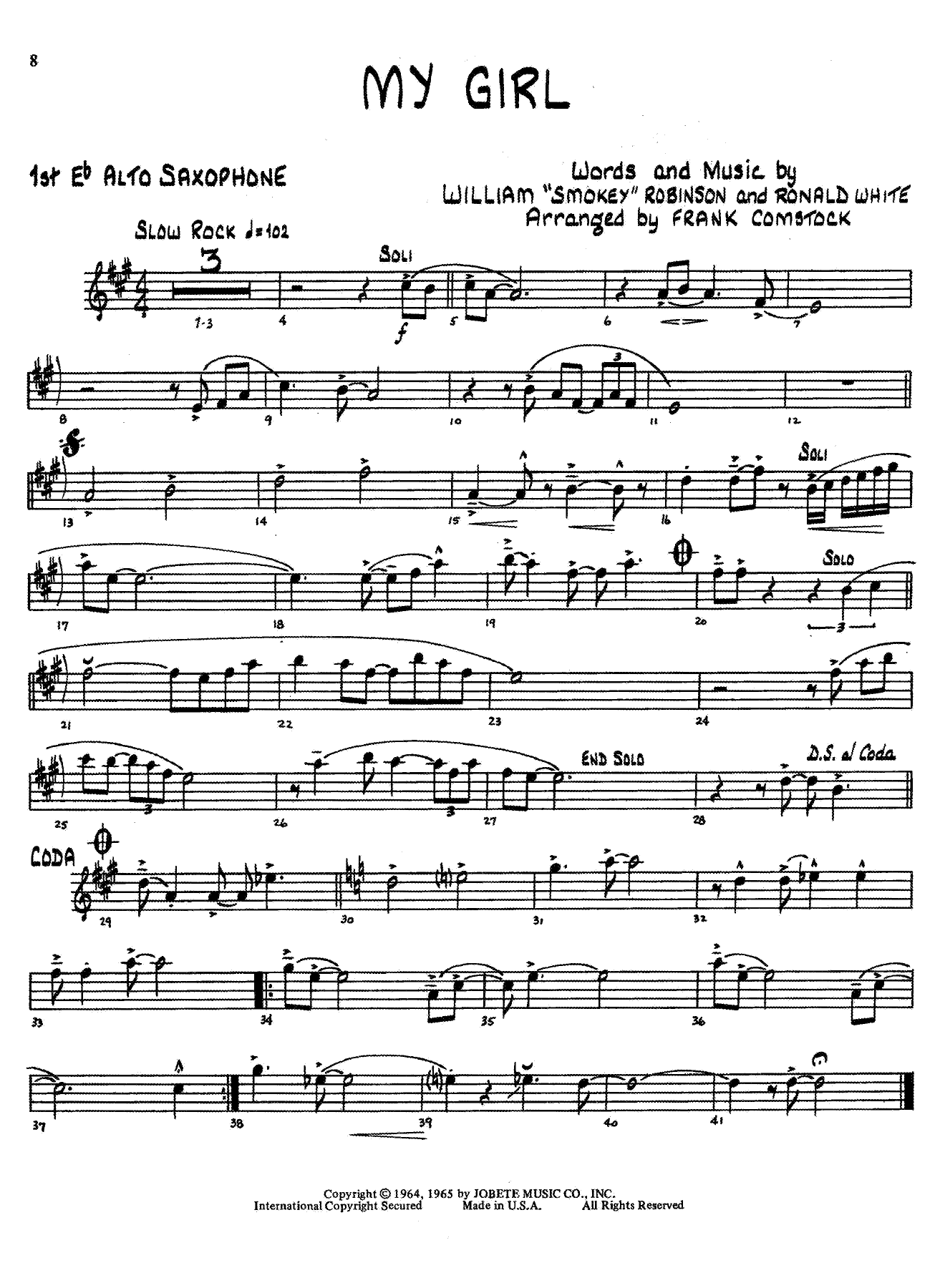 My Girl — Биг-бэнд sheet music by F.Comstock | Jazz Standard