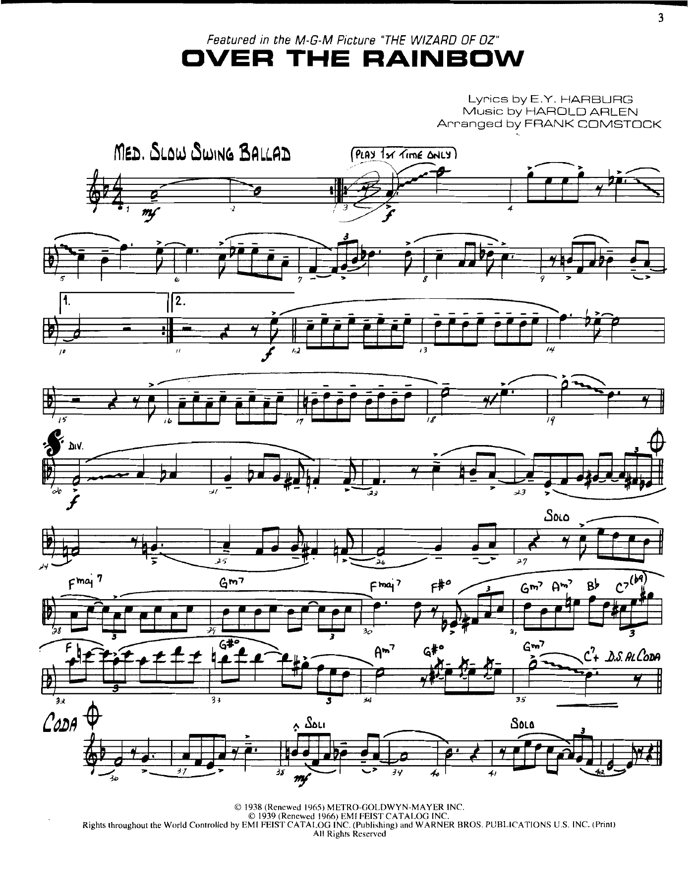 Over The Rainbow — sheet music cover (first page)