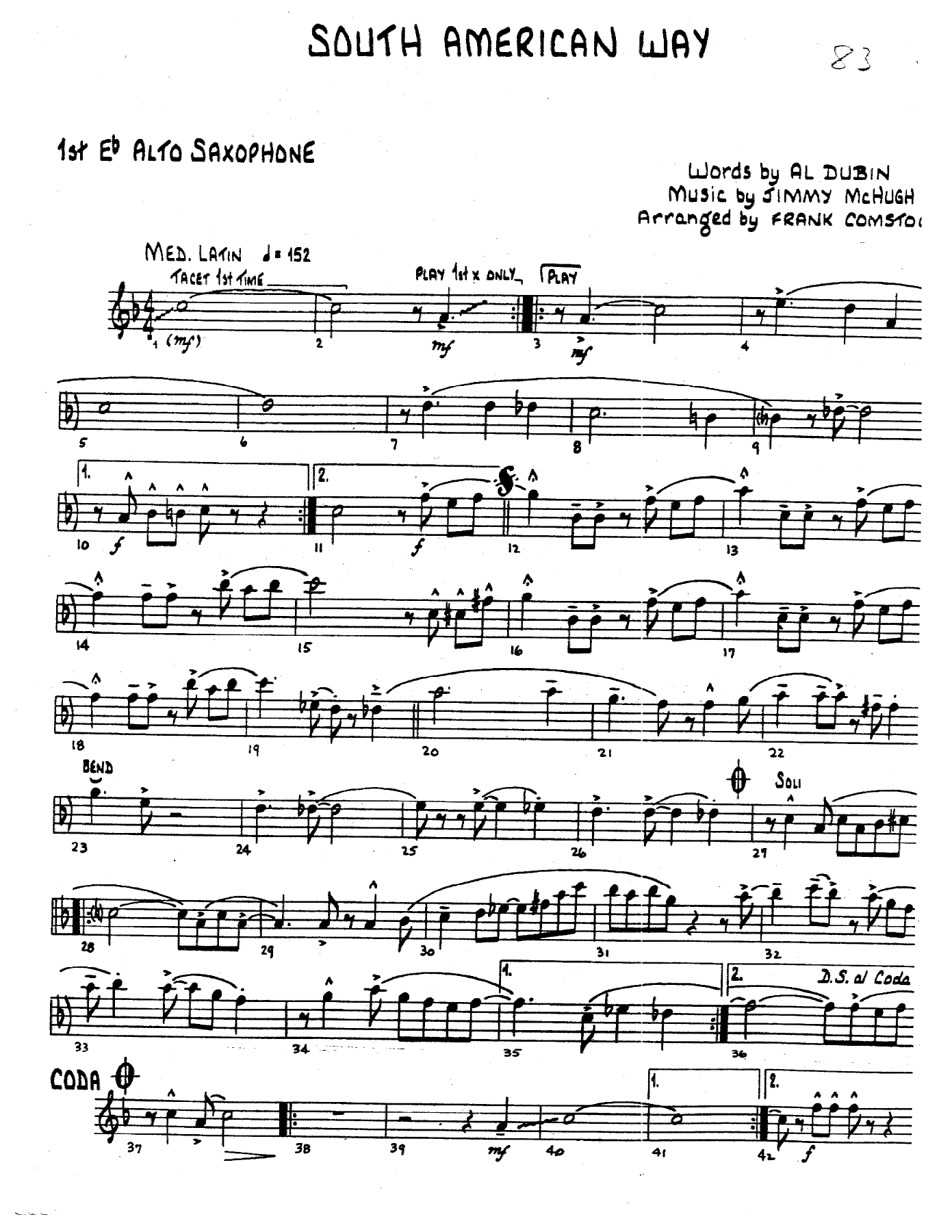 South American Way — Big Band sheet music arranged by F.Comstock | Jazz Standard