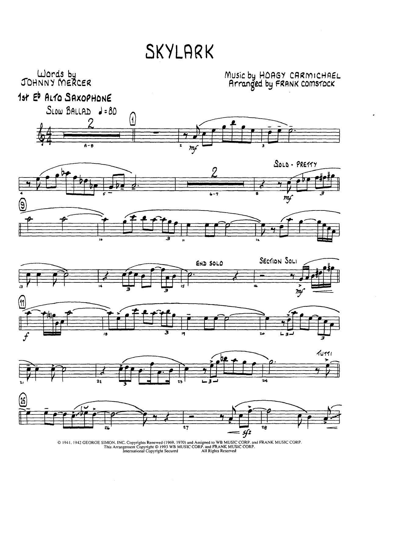 Skylark — sheet music cover (first page)