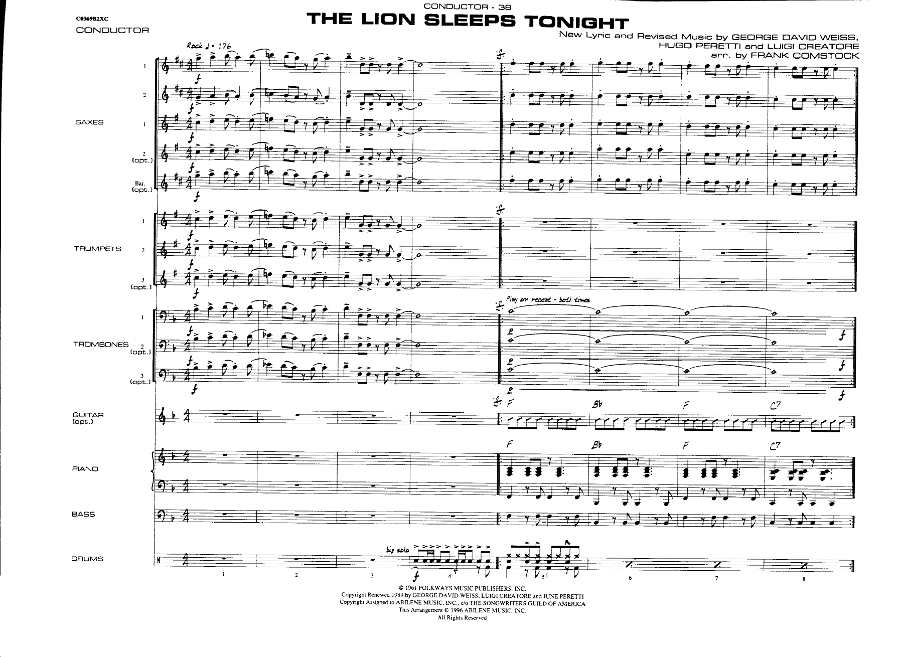 The Lion Sleeps Tonight — sheet music preview