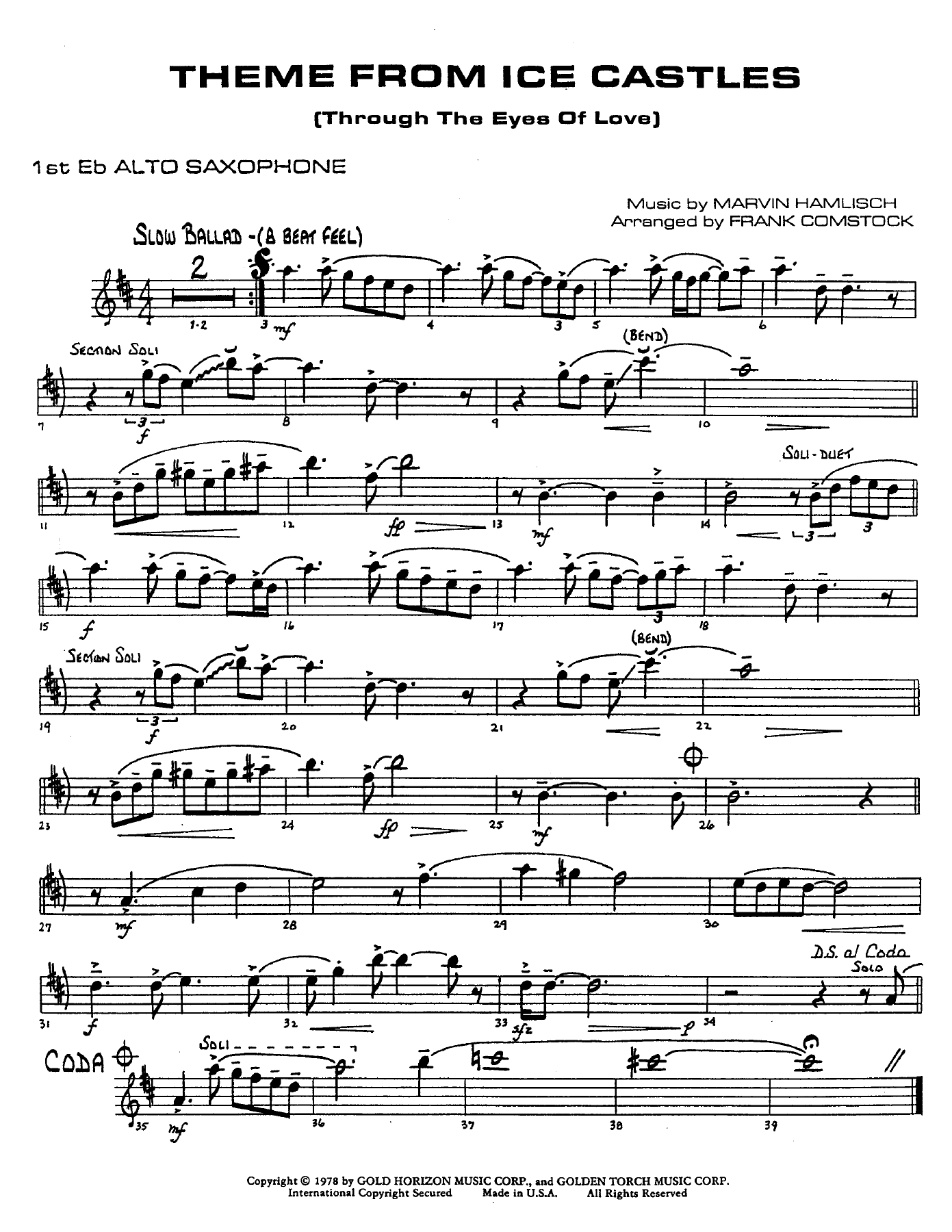 Theme From Ice Castles — sheet music cover (first page)