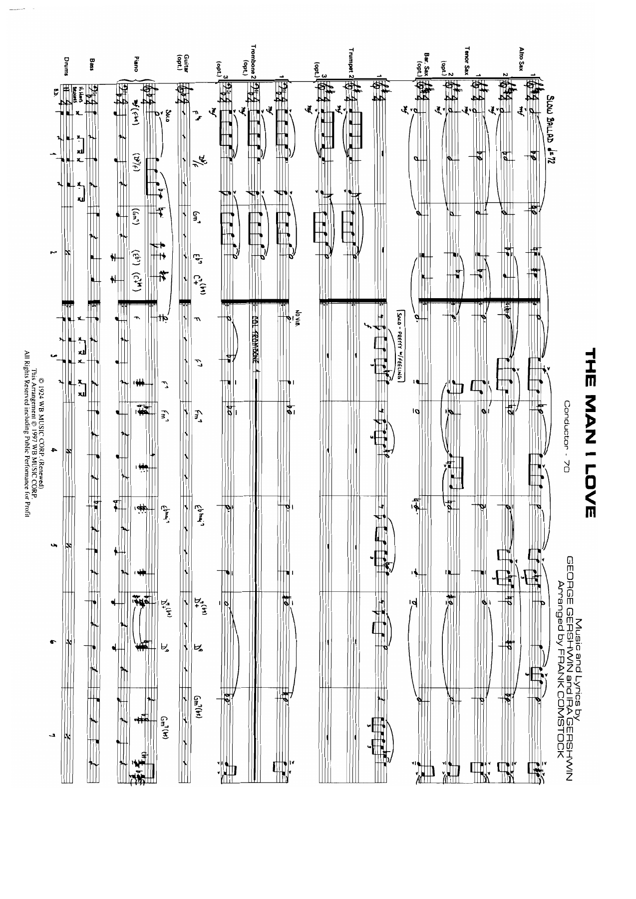 The Man I Love — Big Band sheet music arranged by F.Comstock | Jazz Standard