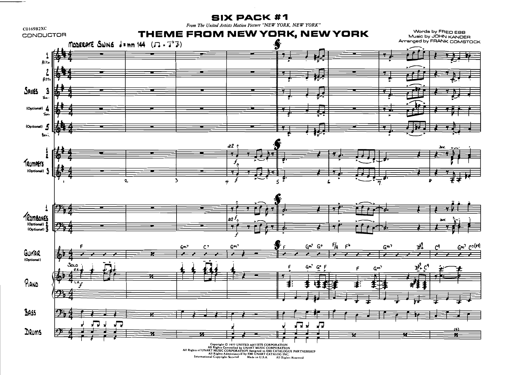 Theme From New York, New York — Big Band sheet music arranged by F.Comstock | Jazz Standard