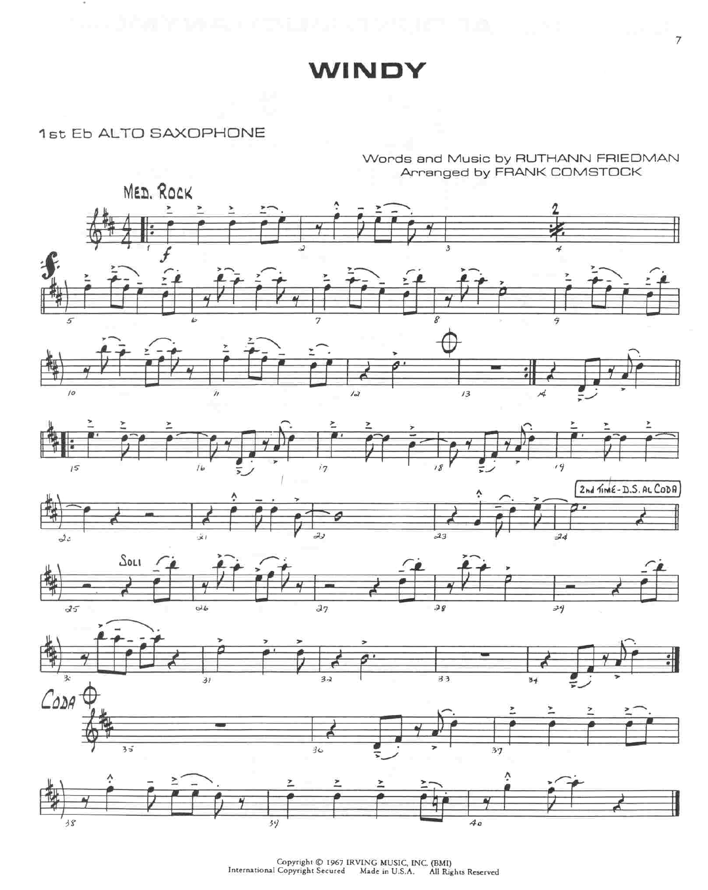 Windy — sheet music cover (first page)