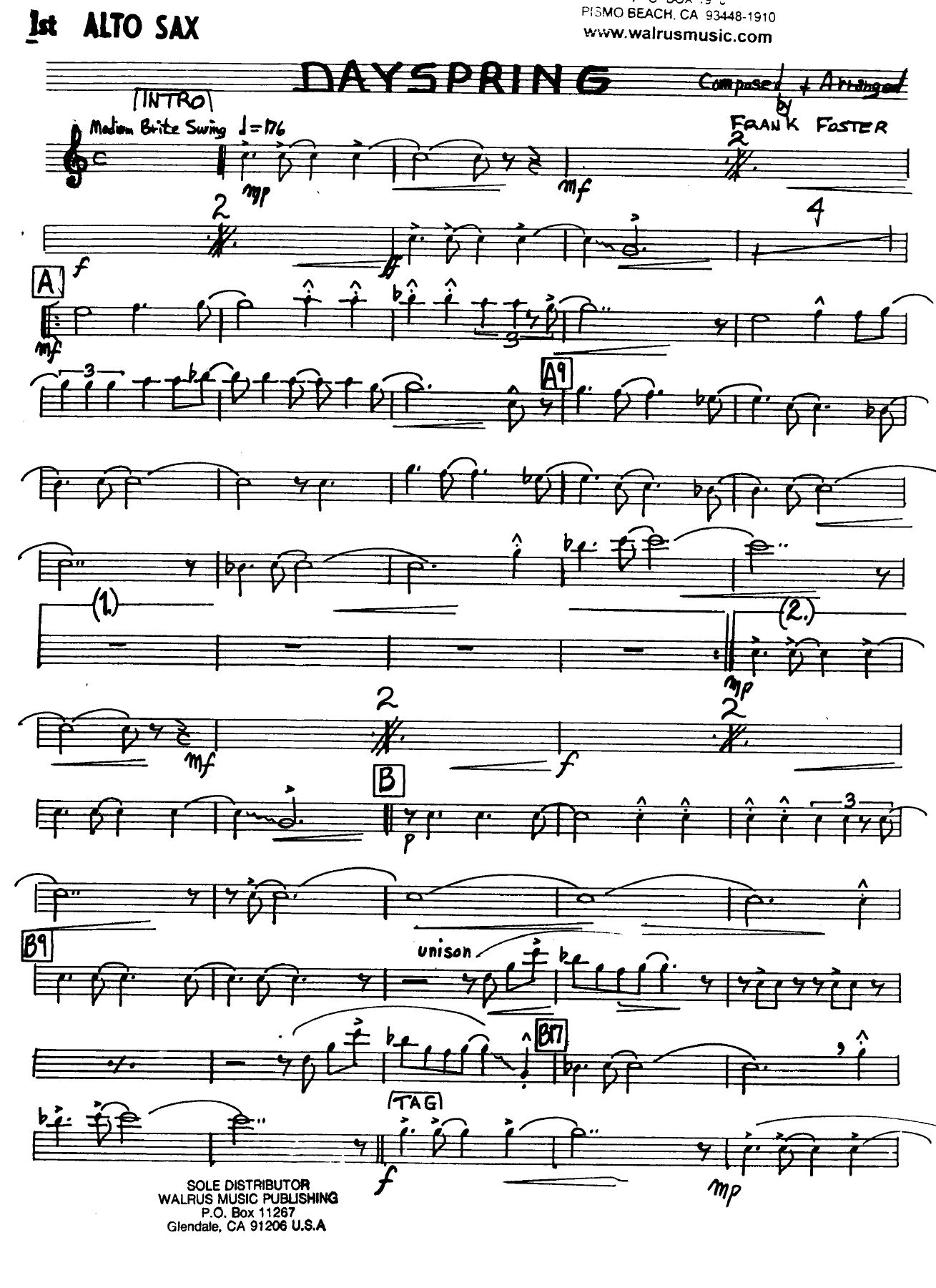 Dayspring — sheet music preview