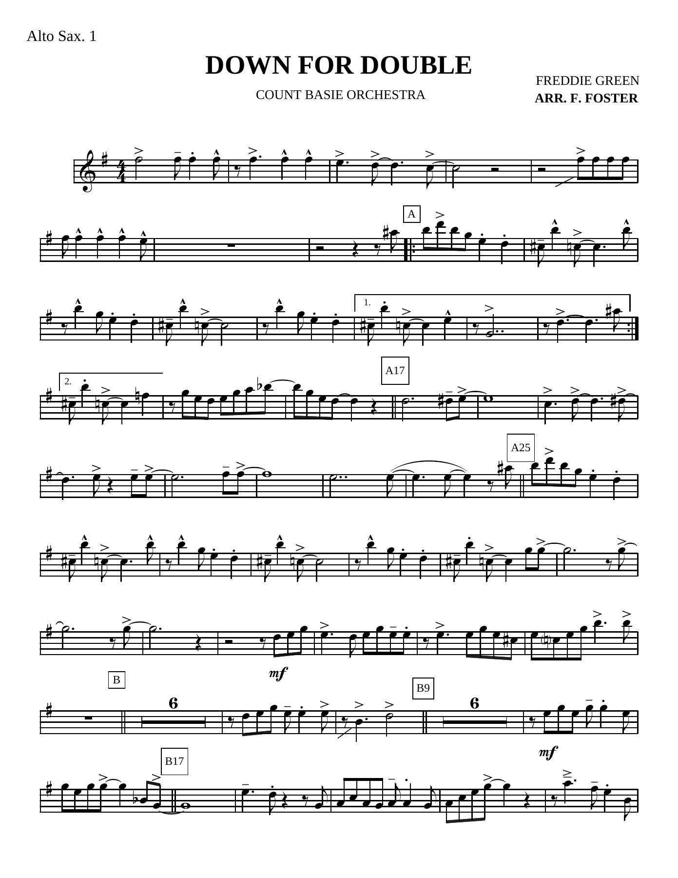 Down For Double — sheet music cover (first page)