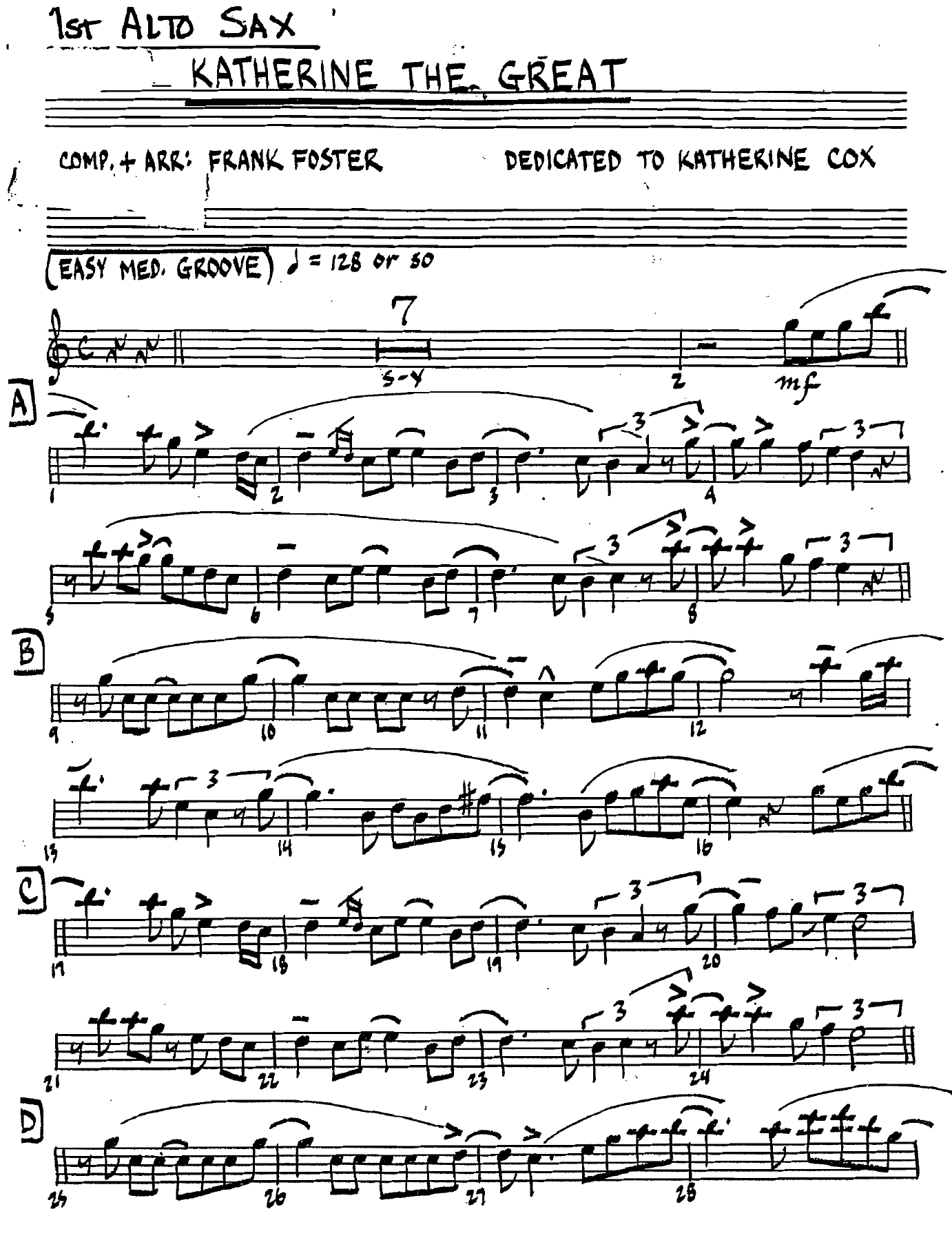 Katherine The Great — Big Band sheet music arranged by F.Foster | Jazz Standard