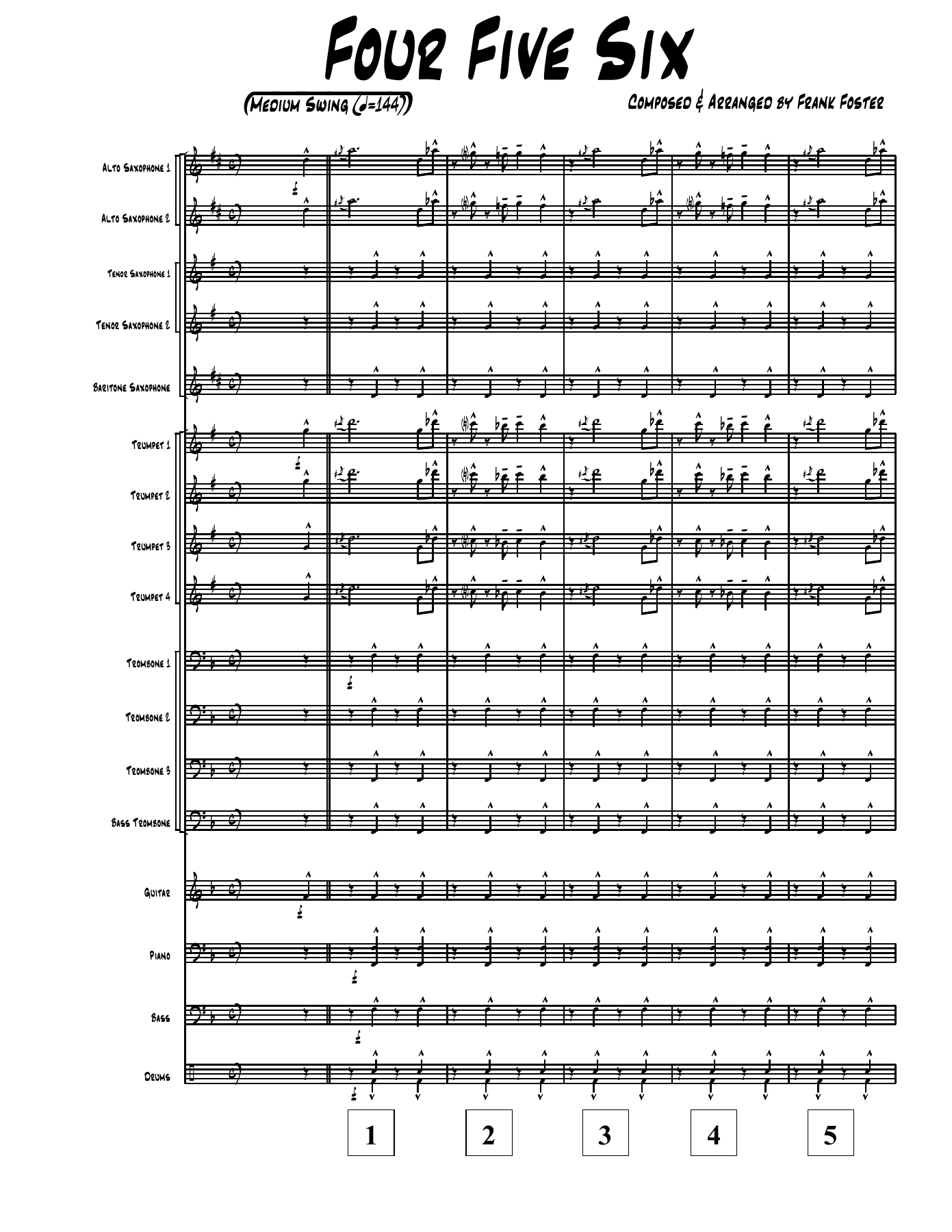 Four Five Six 2 Arr — Big Band sheet music arranged by Frank Foster | Jazz Standard