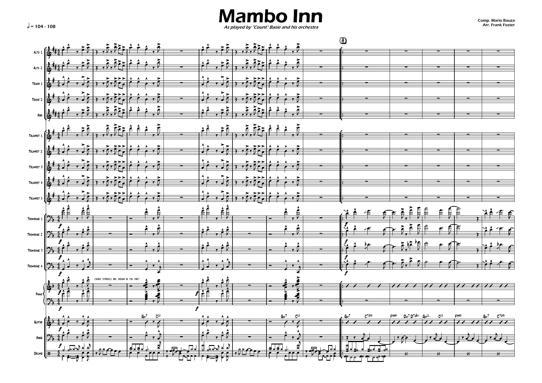 Mambo Inn — Big Band sheet music arranged by F.Foster | Jazz Standard