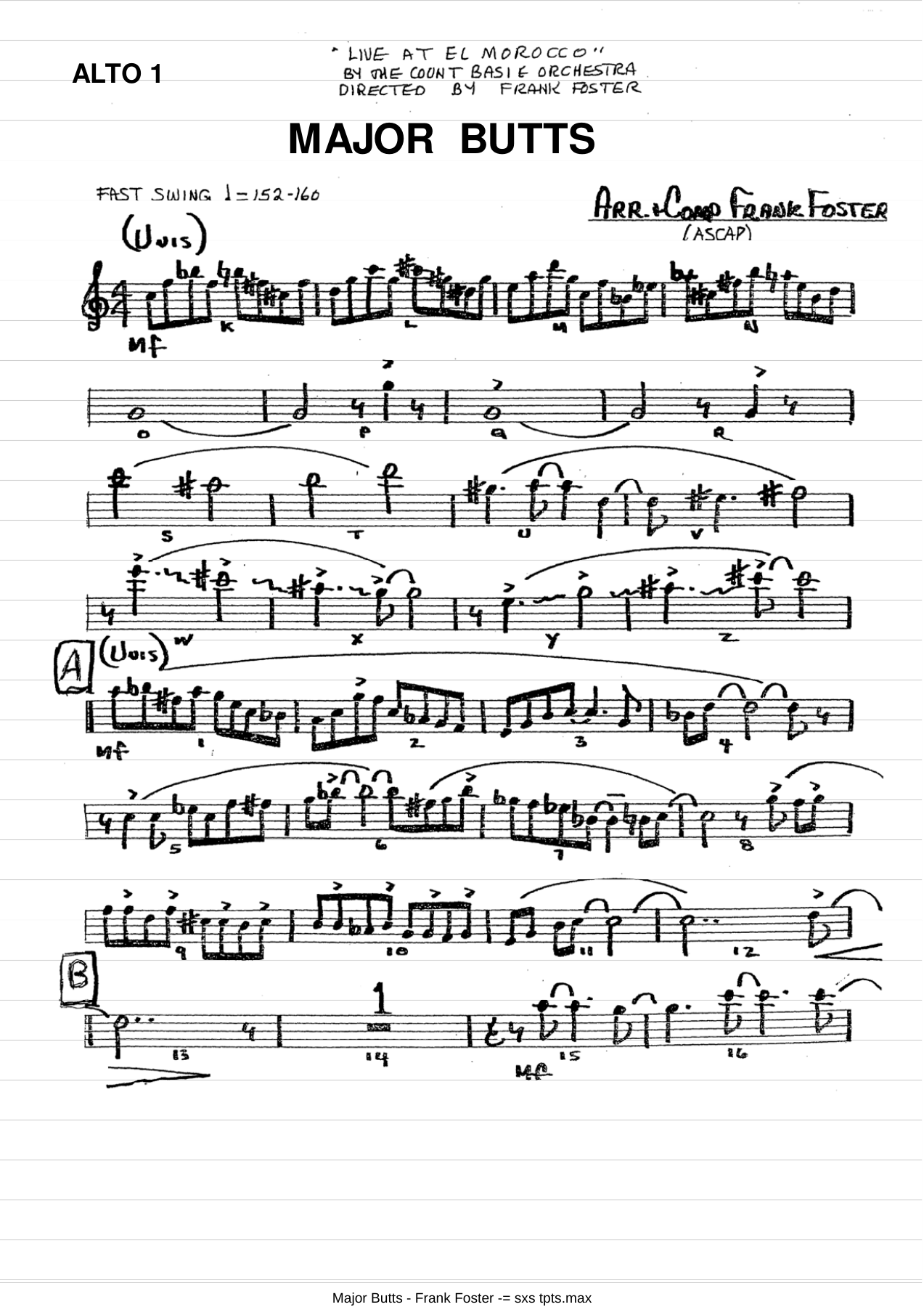 Major Butts — sheet music preview