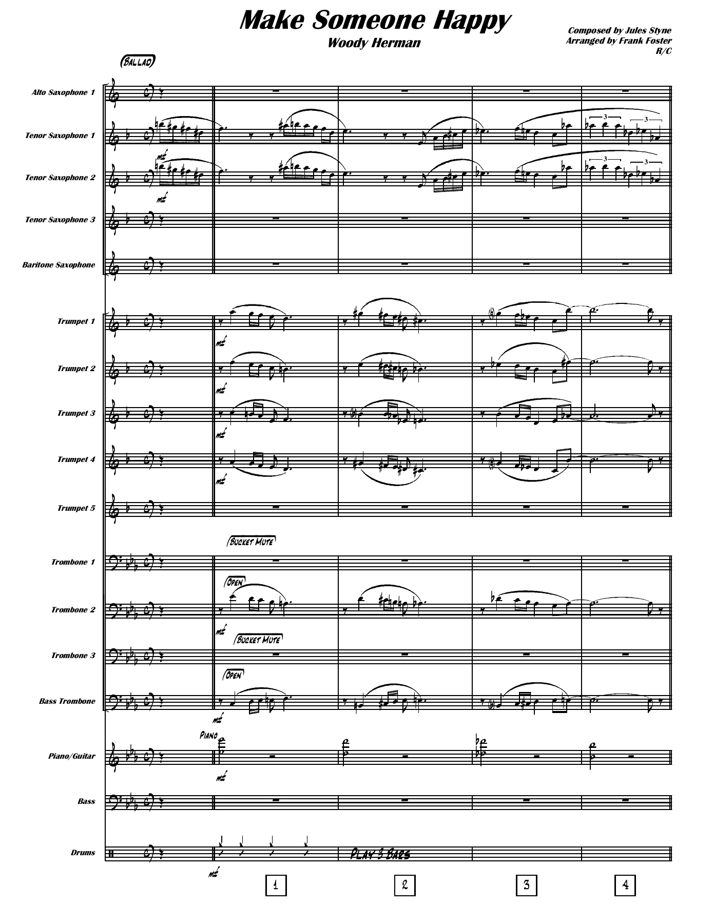 Make Someone Happy (F.Foster) W.Herman — Big Band sheet music arranged by Frank Foster | Jazz Standard