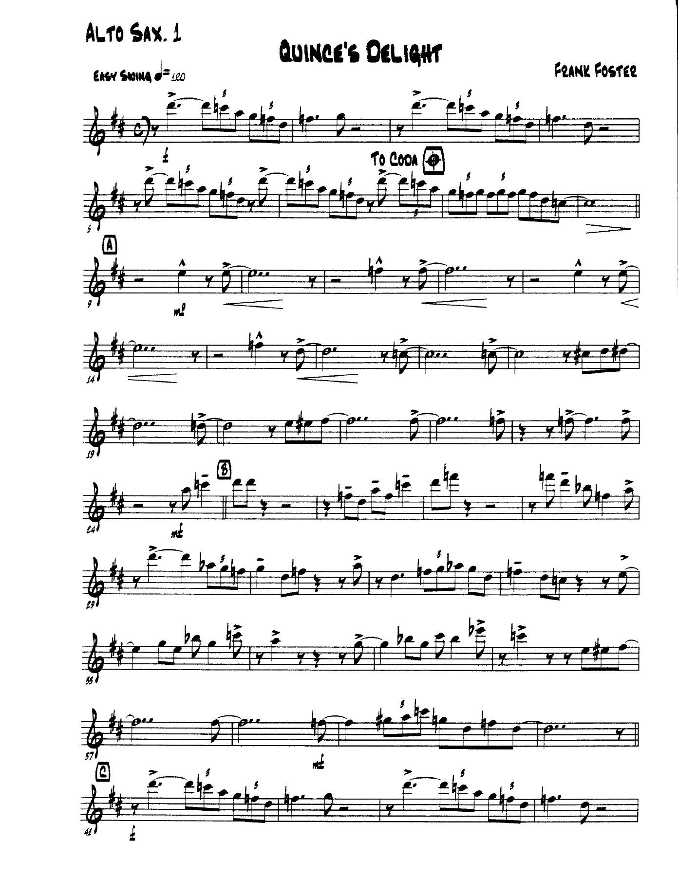 Quince's Delight — sheet music cover (first page)