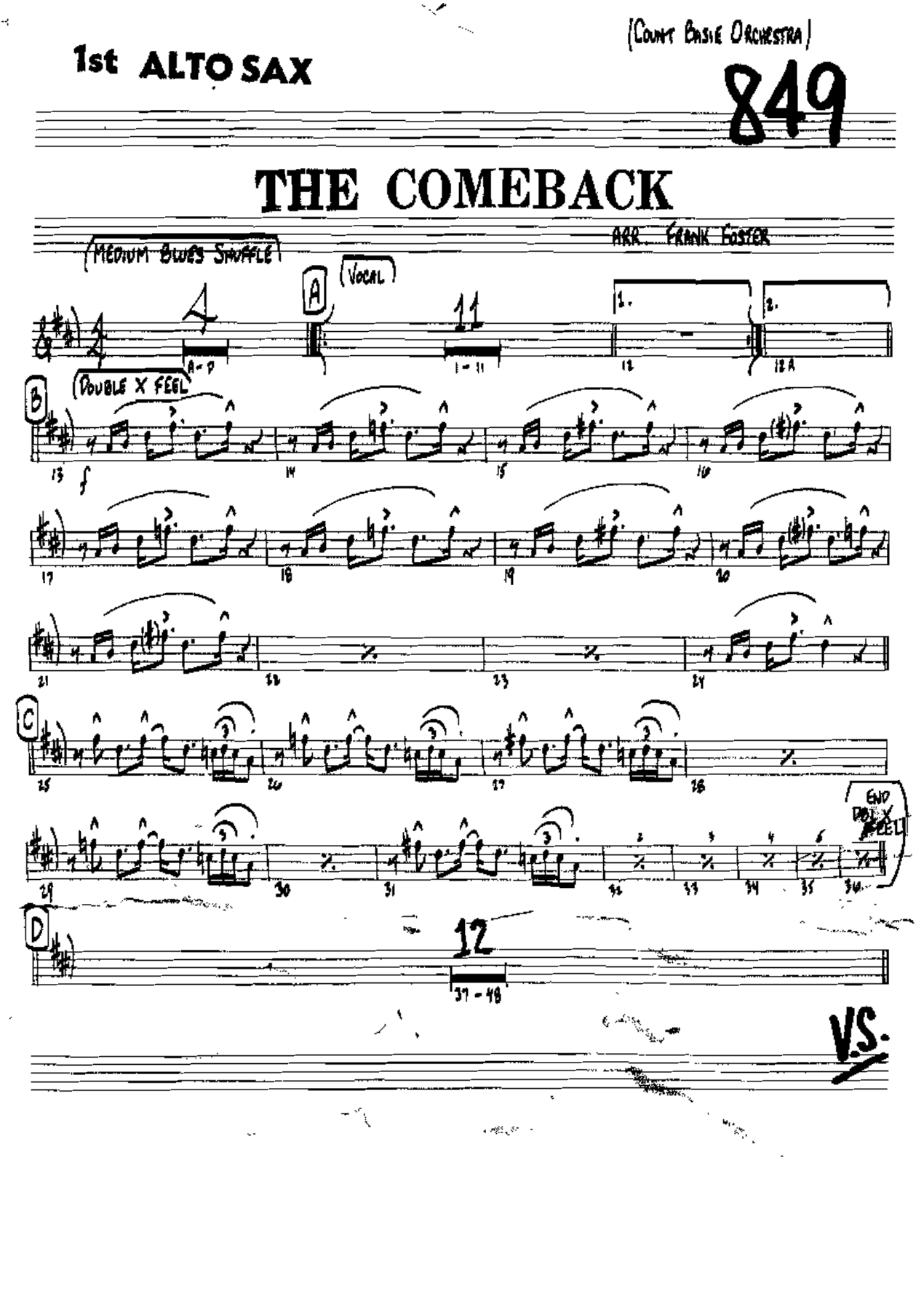 The Comeback (F.Foster) C.Basie — sheet music cover (first page)