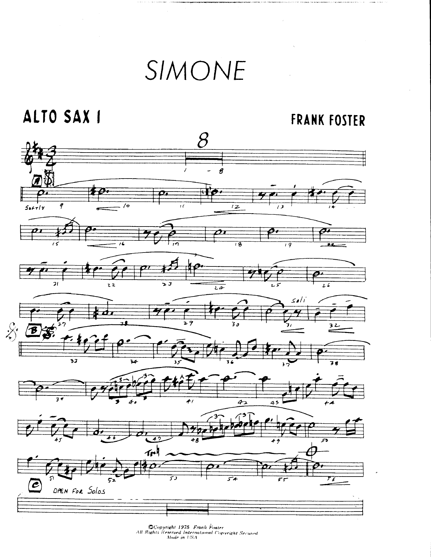 Simone — sheet music cover (first page)
