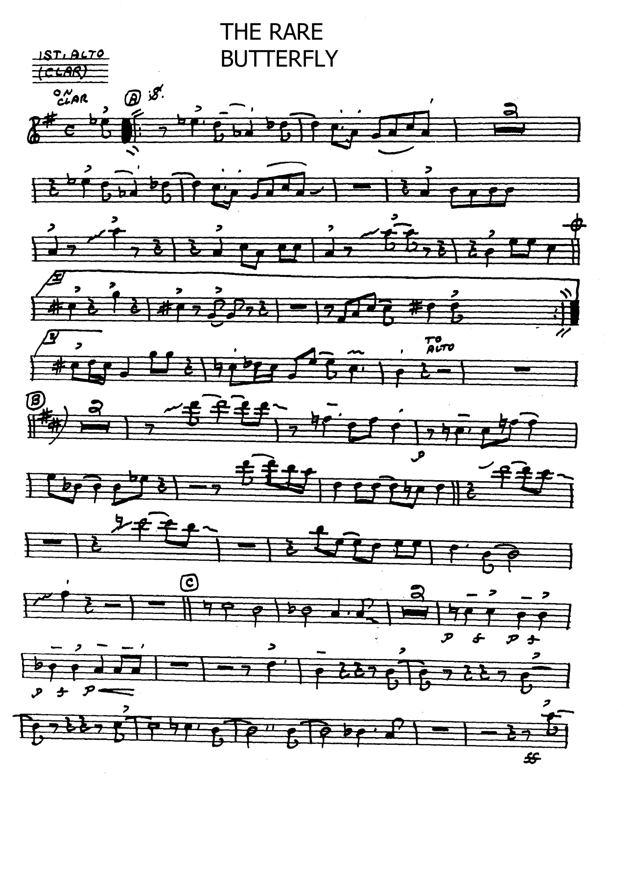 The Rare Butterfly (F.Foster) C.Basie — Big Band sheet music arranged by Frank Foster | Jazz Standard
