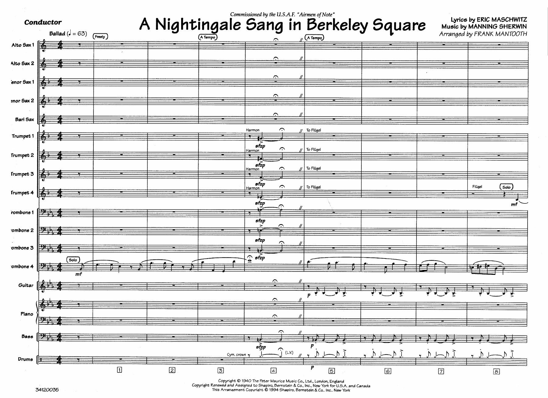 A Nightingale Sang In Berkeley Square (F.Mantooth) Ballad — sheet music preview