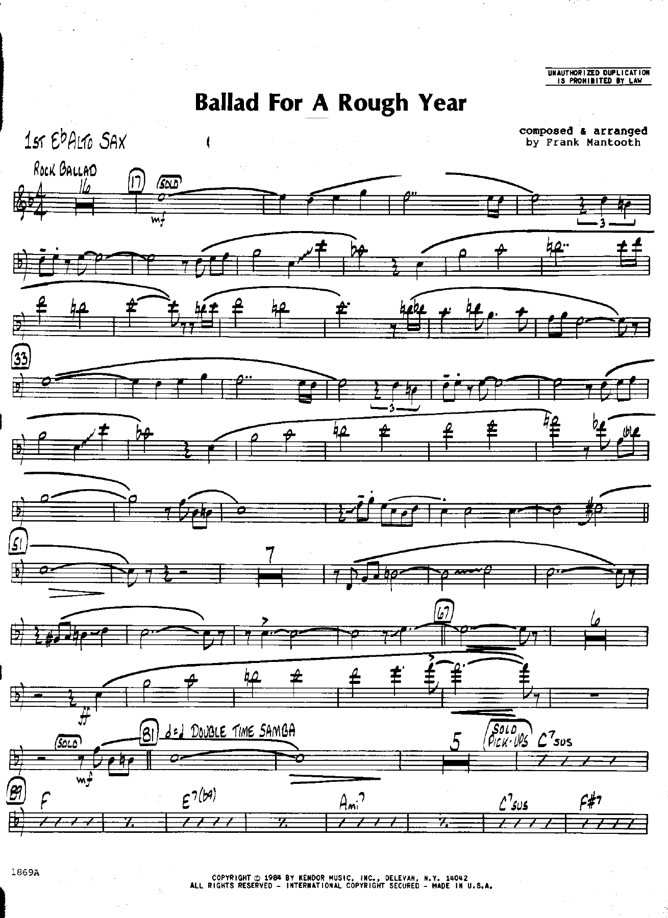 Ballad For A Rough Year — sheet music cover (first page)