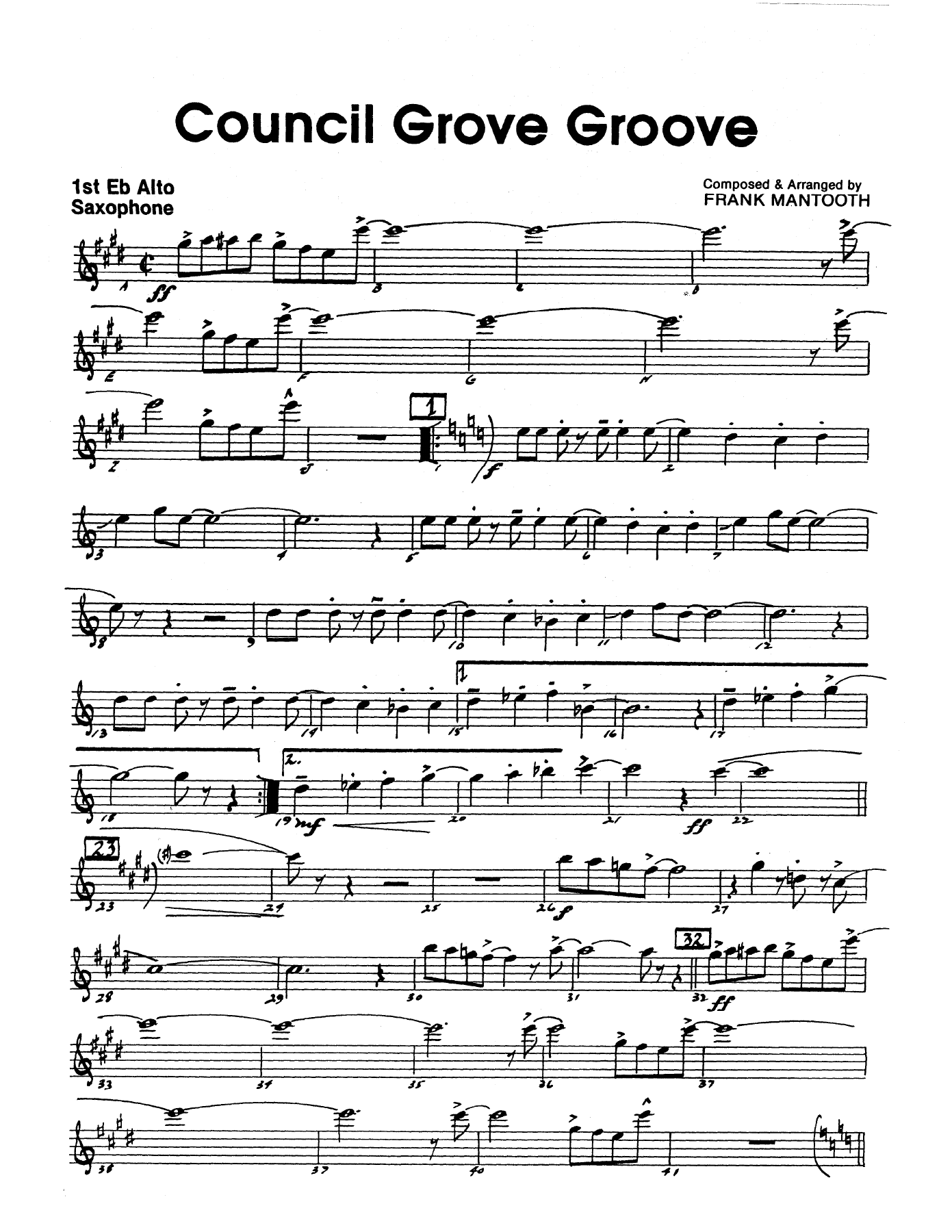 Council Grove Groove — Big Band sheet music arranged by F.Mantooth | Jazz Standard