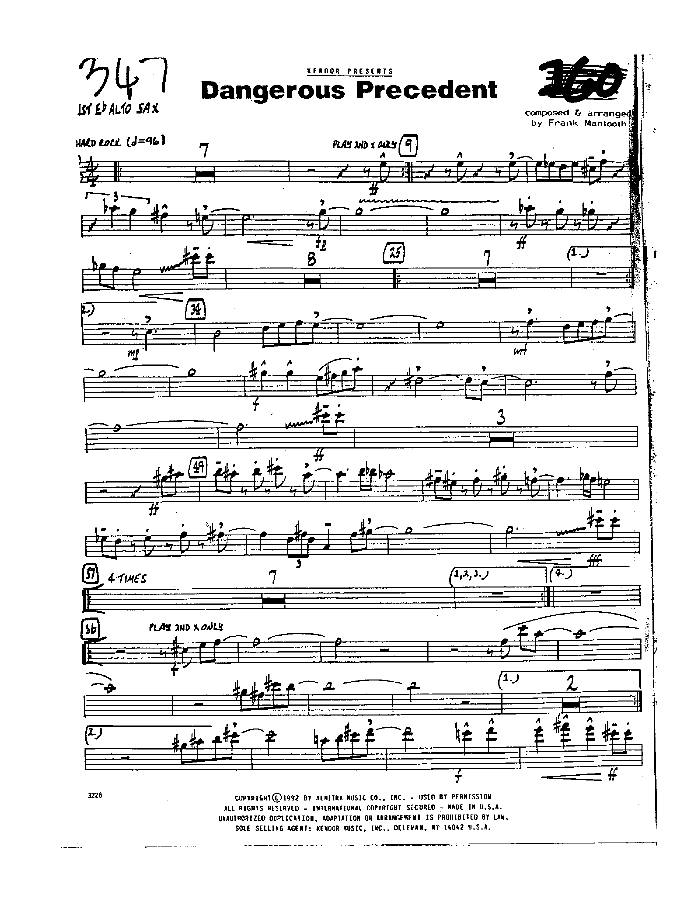 Dangerous Precedent — sheet music cover (first page)