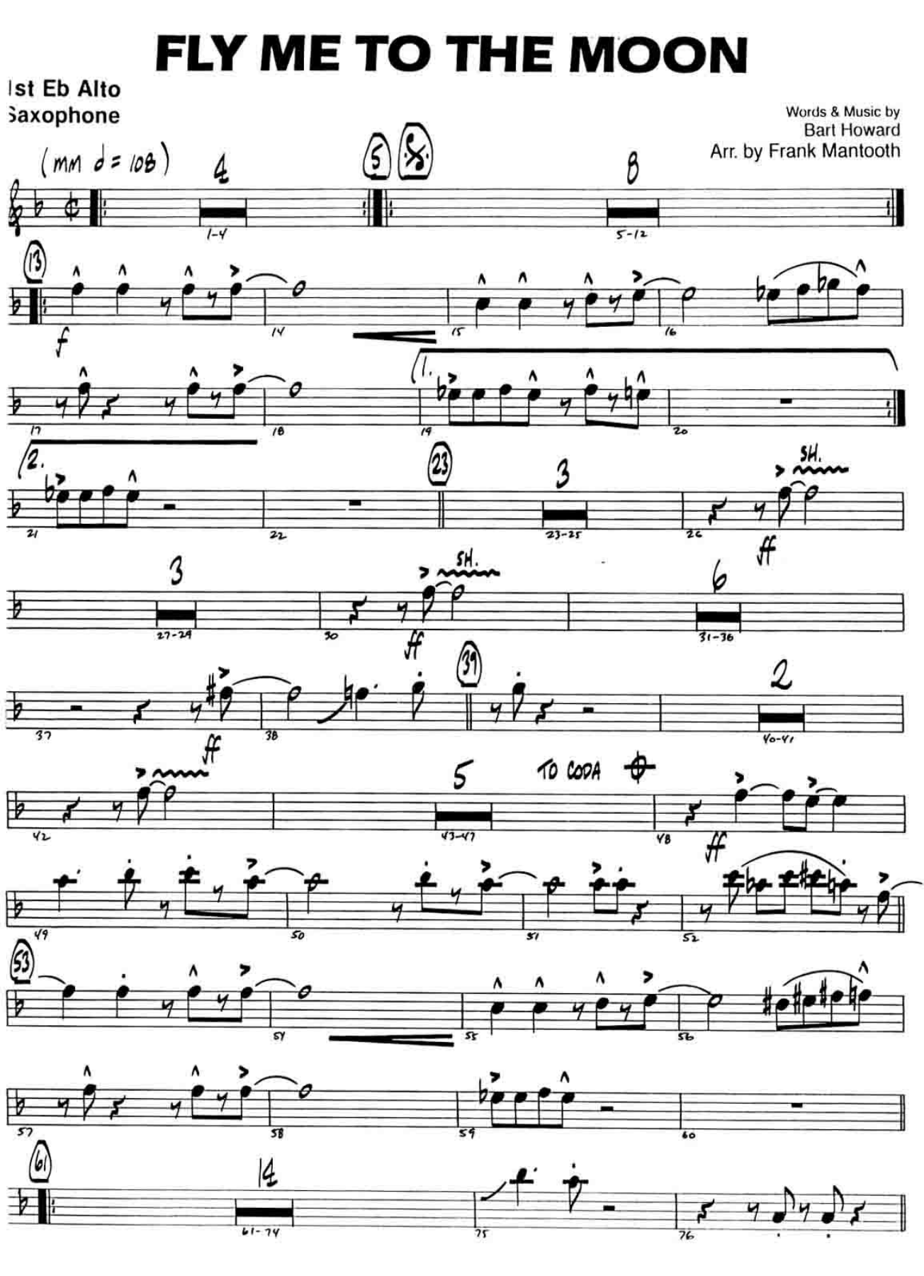 Fly Me To The Moon — sheet music cover (first page)
