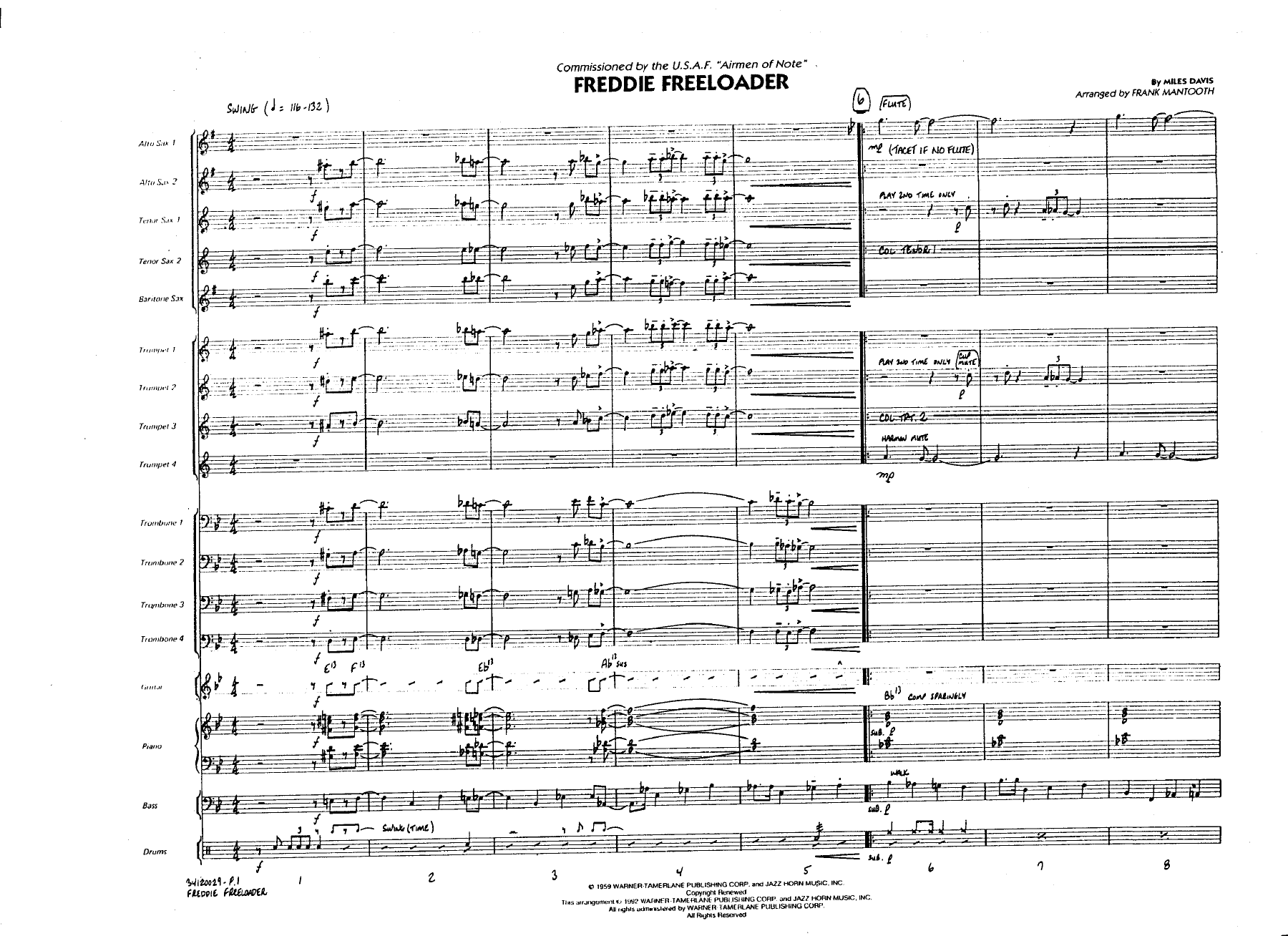 Freddie Freeloader — sheet music cover (first page)