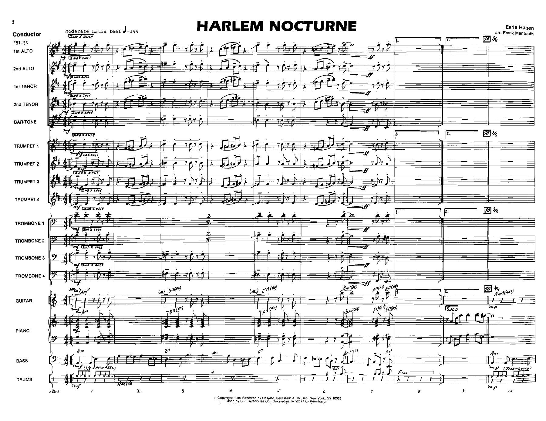 Harlem Nocturne — sheet music cover (first page)