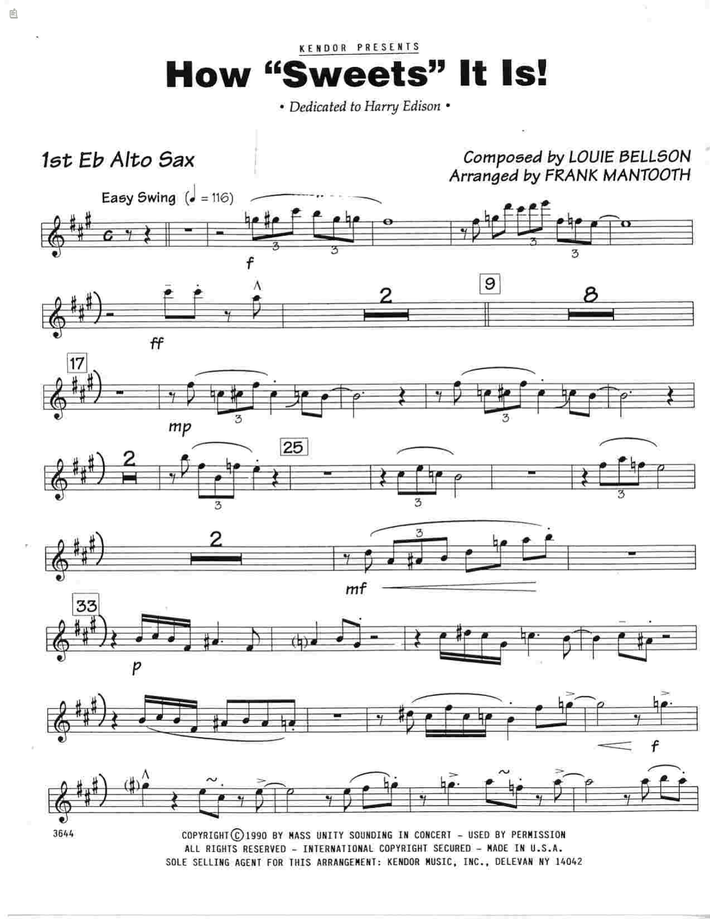 How Sweets It Is — Big Band sheet music arranged by F.Mantooth | Jazz Standard