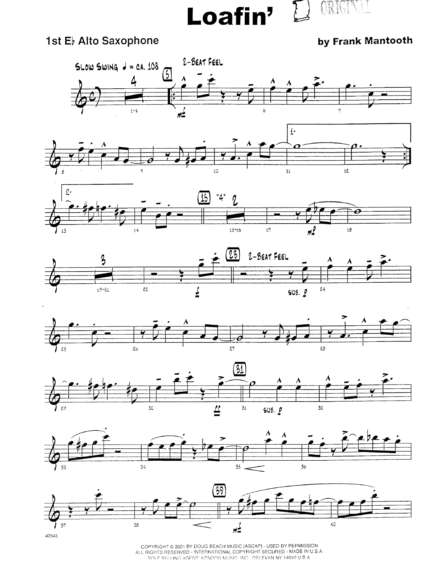 Loafin' — sheet music cover (first page)