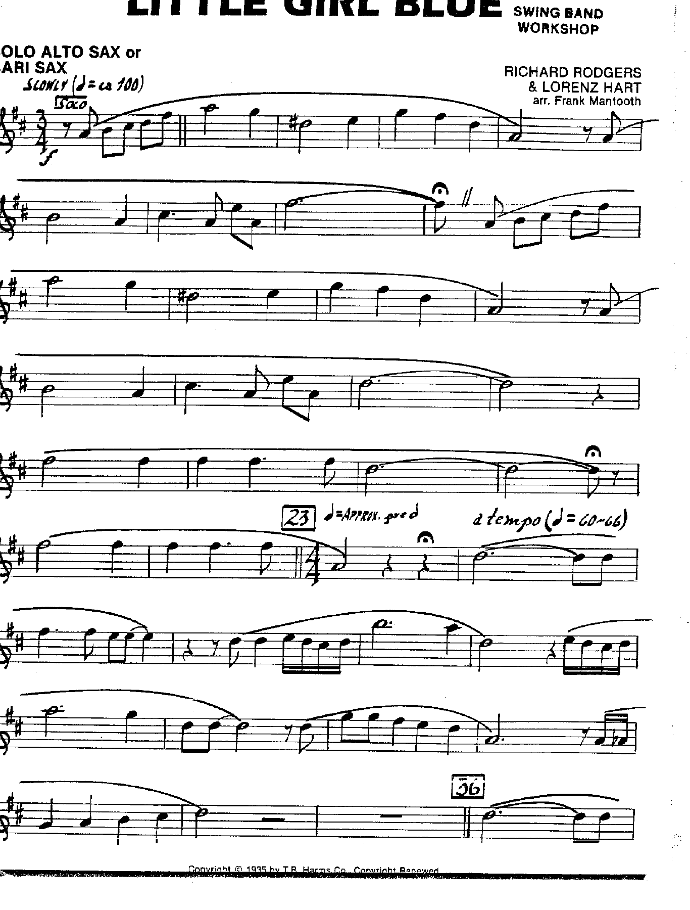 Little Girl Blue — sheet music cover (first page)