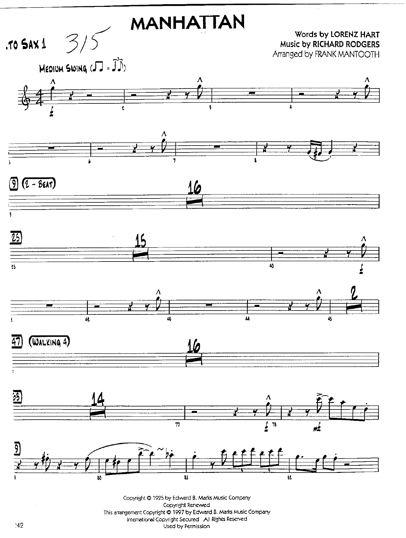 Manhattan — sheet music cover (first page)