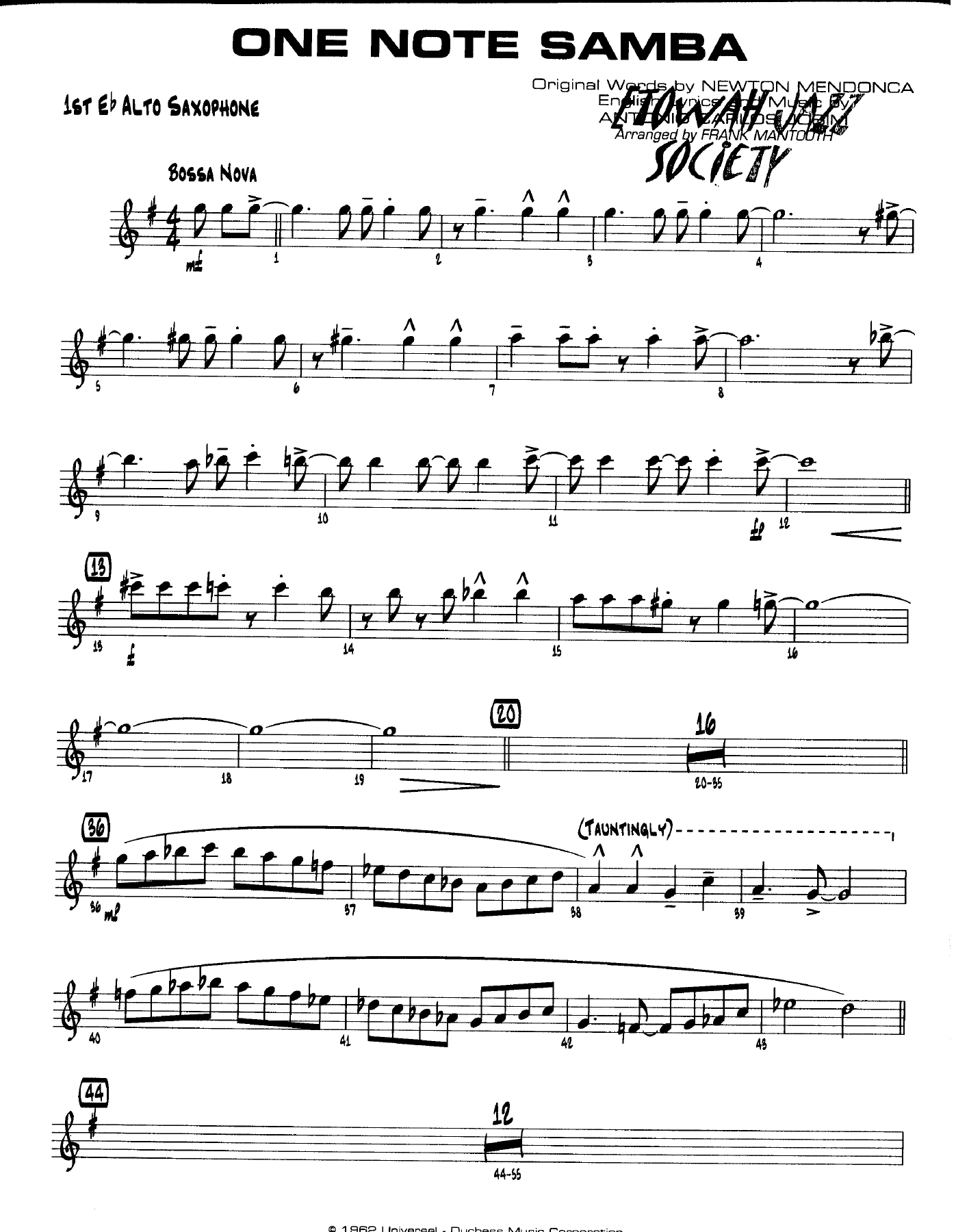 One Note Samba — sheet music cover (first page)