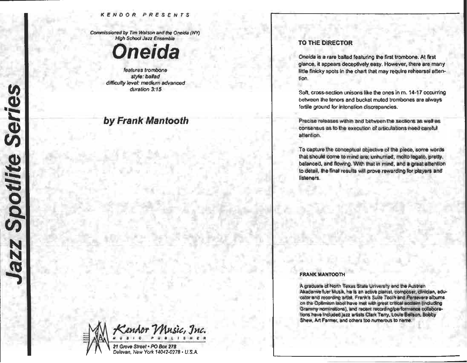 Oneida — sheet music cover (first page)