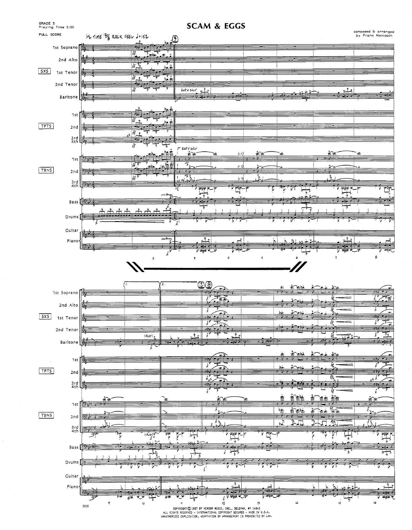 Scam & Eggs — sheet music cover (first page)