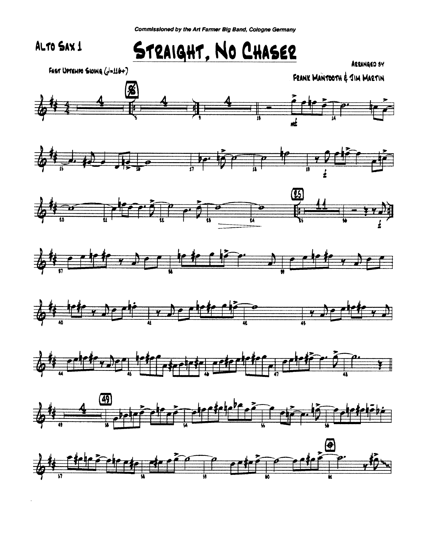 Straight No Chaser — sheet music cover (first page)