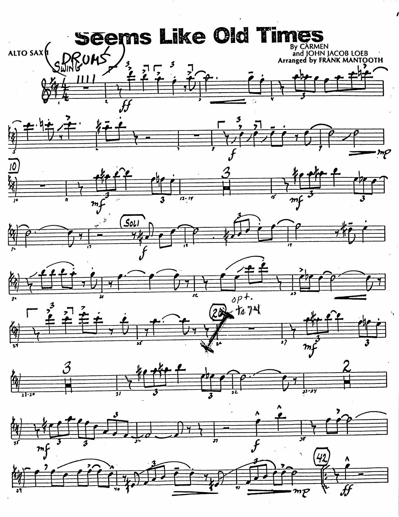 Seems Like Old Times — sheet music preview