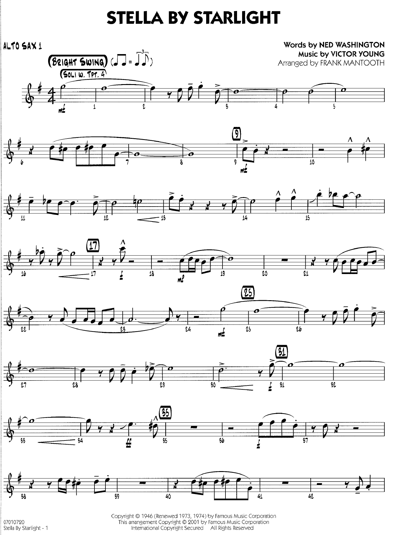Stella By Starlight — sheet music cover (first page)