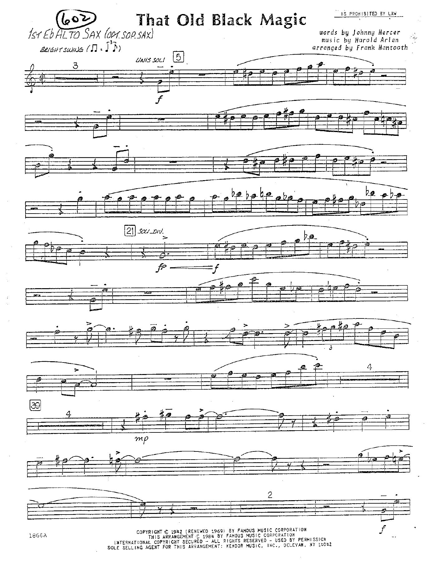 That Old Black Magic — sheet music cover (first page)