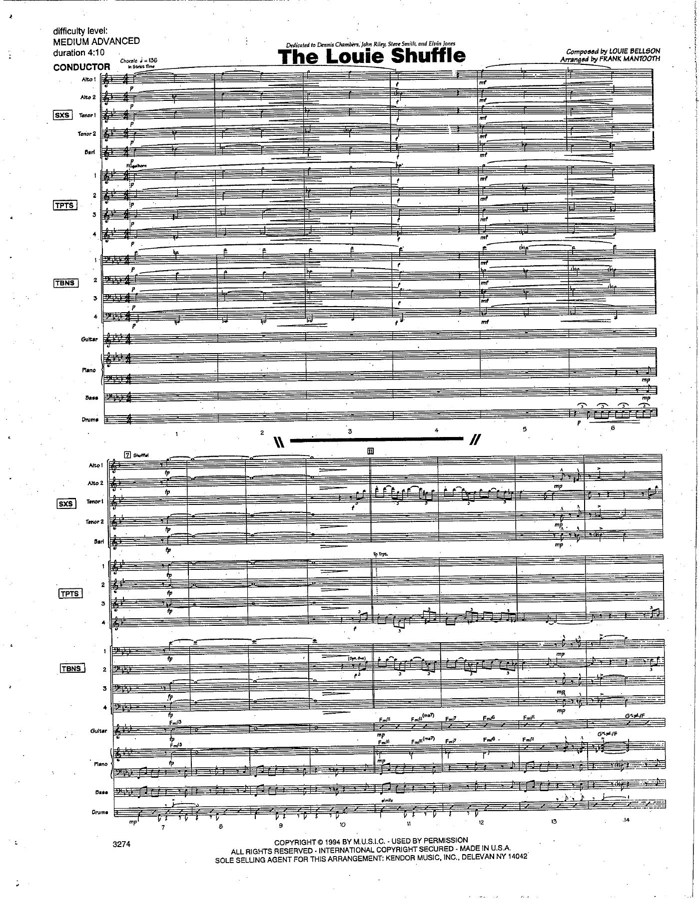 The Louie Shuffle (F.Mantooth) L.Bellson — Big Band sheet music arranged by Frank Mantooth | Jazz Standard
