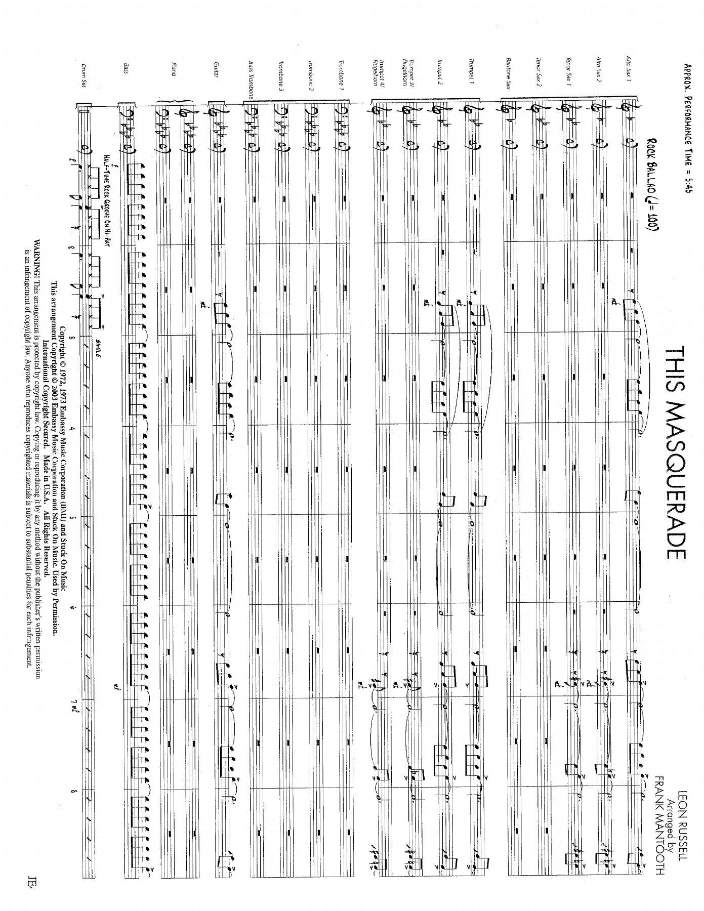 This Masquerade — sheet music preview