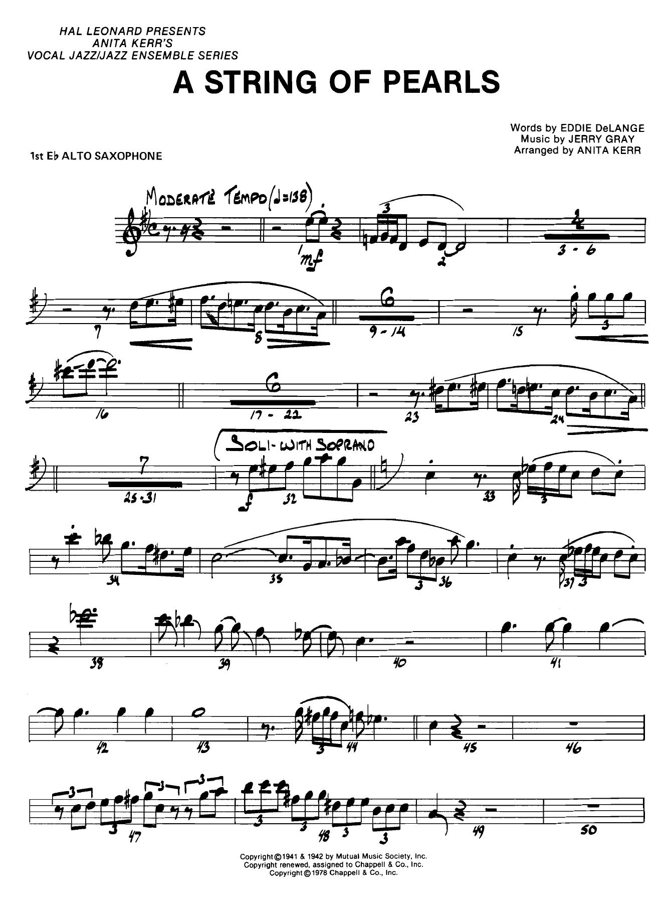 A String Of Pearls (A.Kerr) voc.SATB — Big Band Vocal sheet music by ANITA KERR | Jazz Vocal