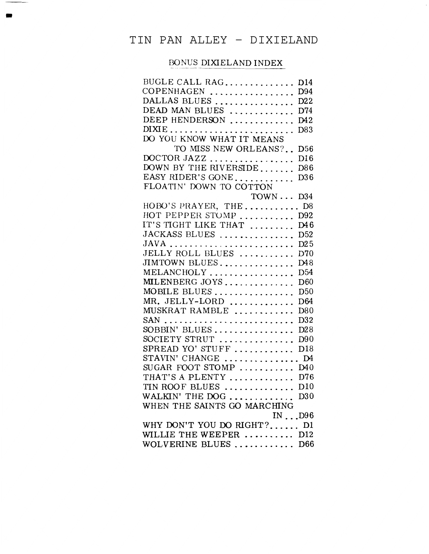 Tin Pan Alley Dixieland — sheet music preview