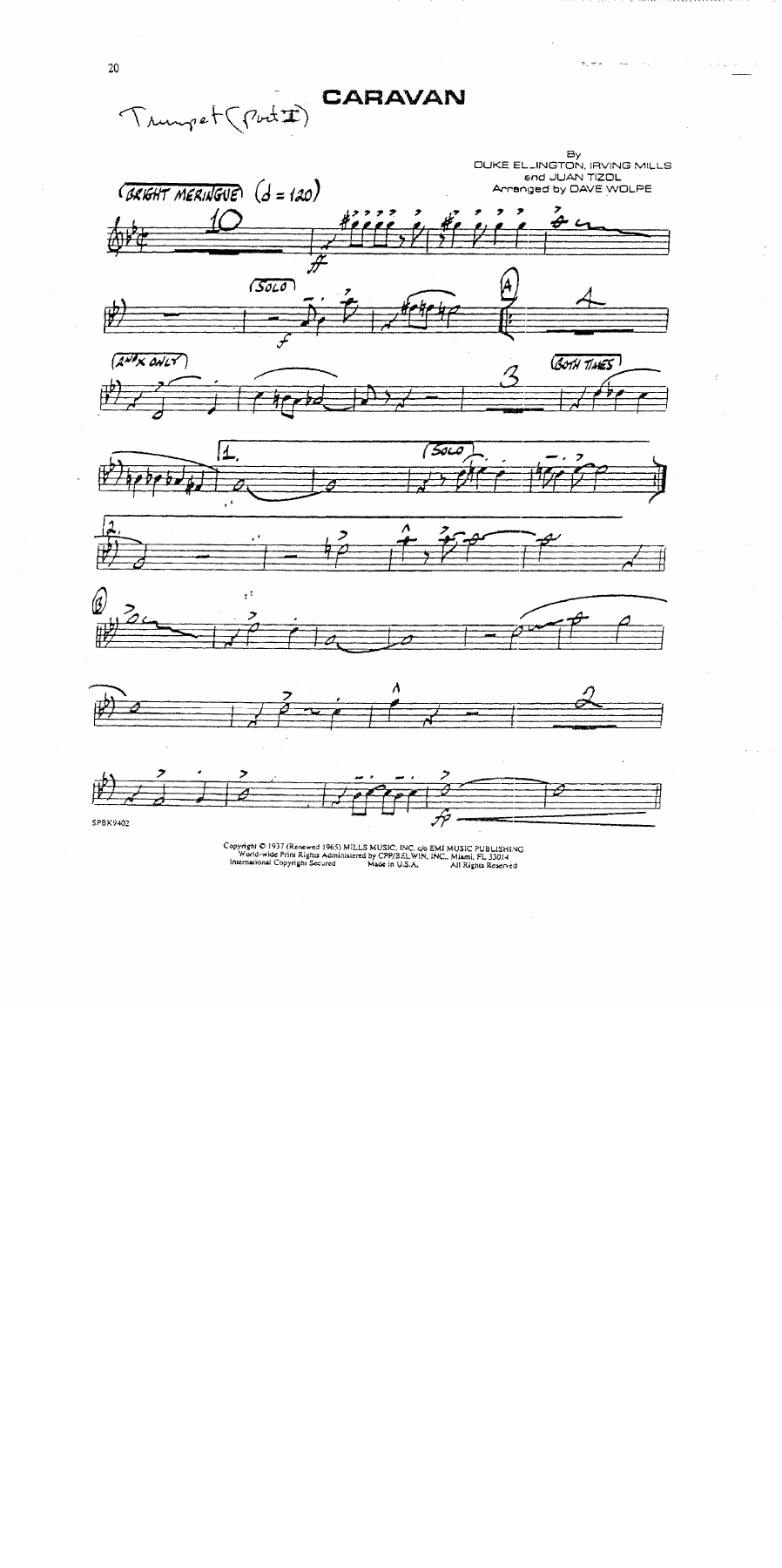 Caravan — sheet music cover (first page)