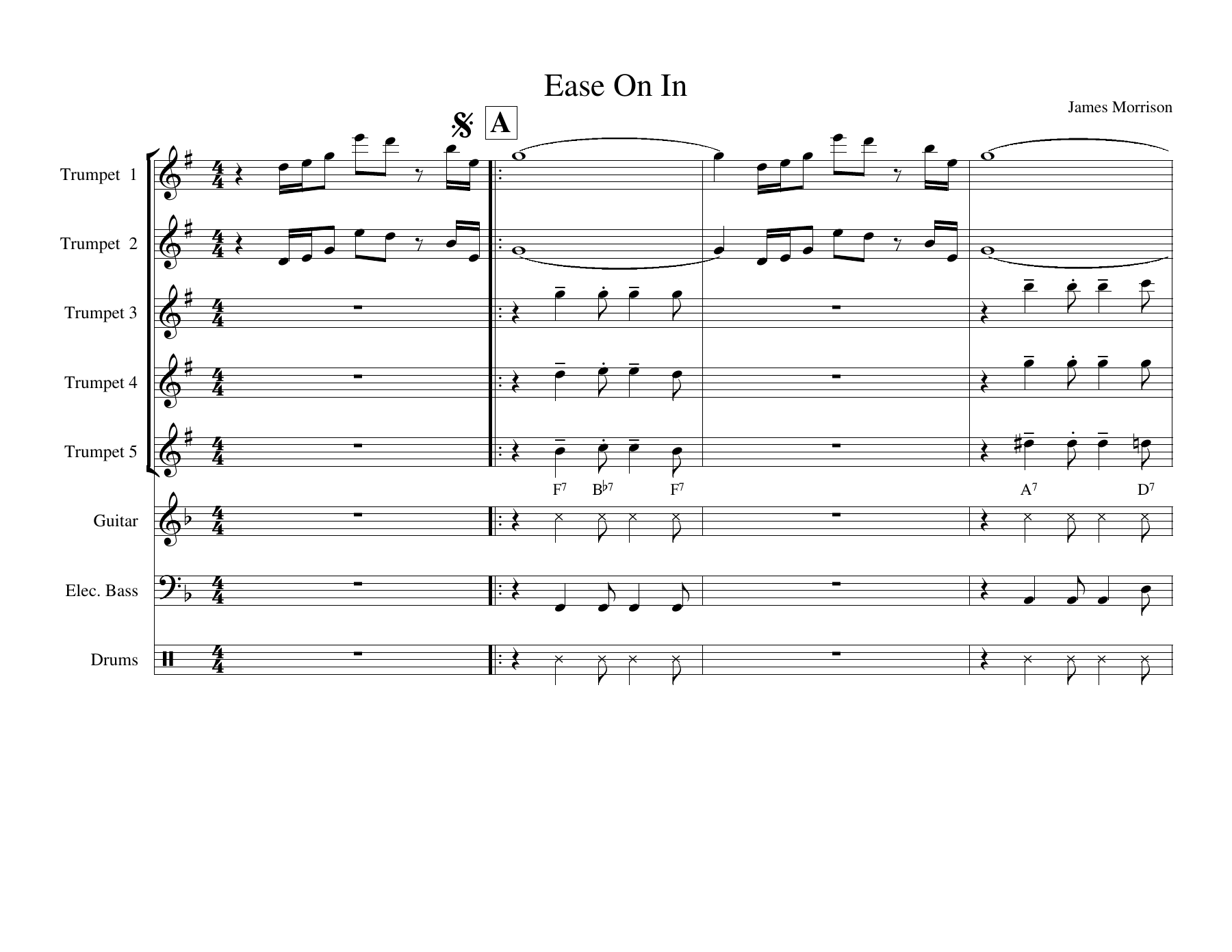 Ease On In — sheet music cover (first page)
